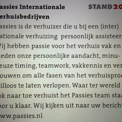 Passies Verhuizers op de Emigratiebeurs. Passies Verhuizers op de Emigratiebeurs.